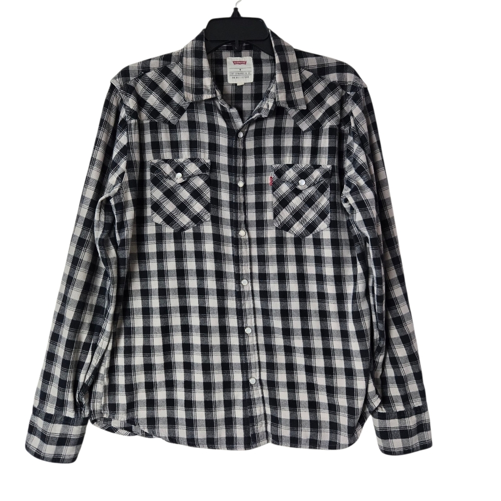 Levi's Check Plaid Flannel‎ Pearl Snap Button-Up Shirt